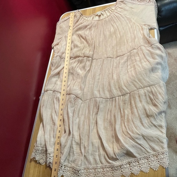 Boho Cream Peasant Dress with Crochet Trim - Picture 5 of 7